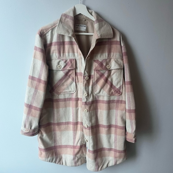 Frank & Oak Jackets & Blazers - Frank and Oak Pink Plaid Shacket